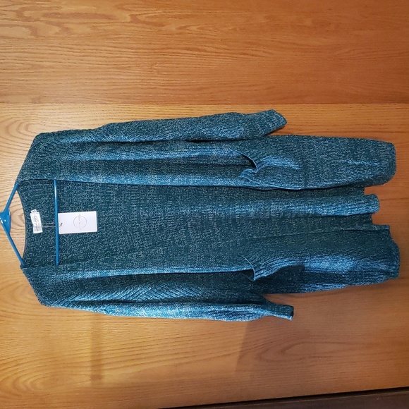 Cozy Dark Teal Duster Cardigan. NWT. Pockets!  Marled. - Picture 8 of 12